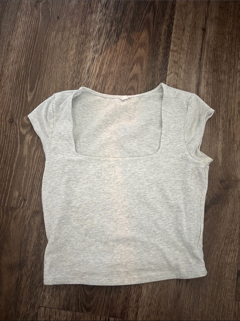 Garage Light Gray Square Neck Cap Sleeve Tee